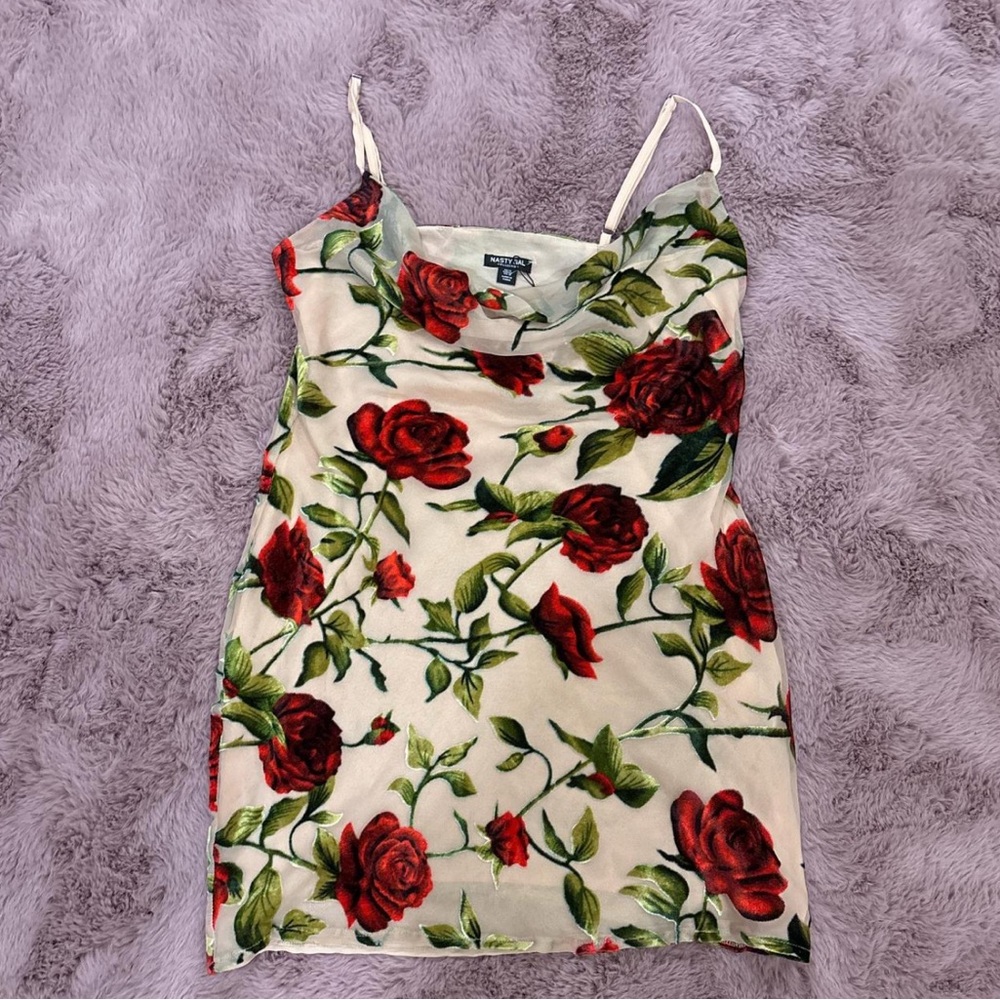 Nasty Gal Red Rose Cream Camisole